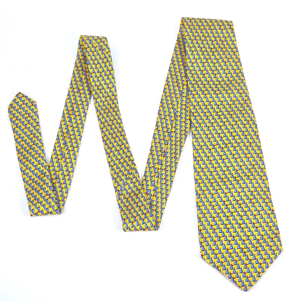 ROBERT TALBOTT Logan's Silk Tie Yellow Blue Pear Print USA Made Office core Corp